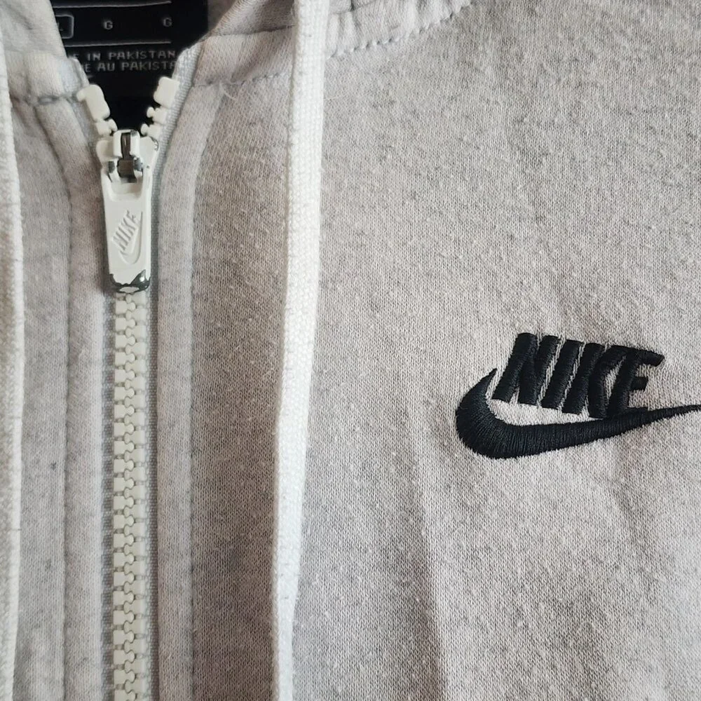 Nike Sportswear Mens Swoosh French Terry Sweatshirt Hoodie Full Zip Gray Size L